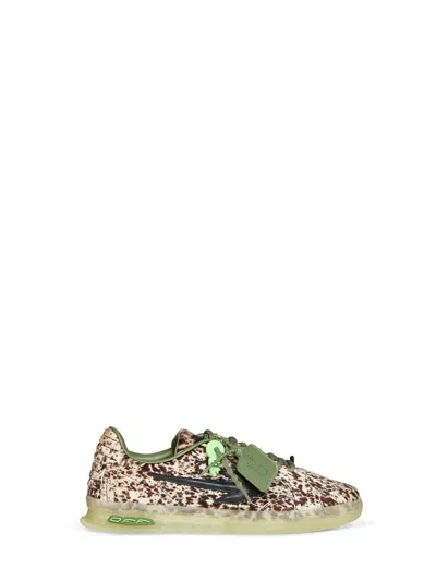 Off-white White And Black Printed Calf Hair End Of Play Sneakers In Multi