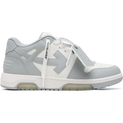 Off-white White & Gray Out Of Office Calf Leather Sneakers In White/grey