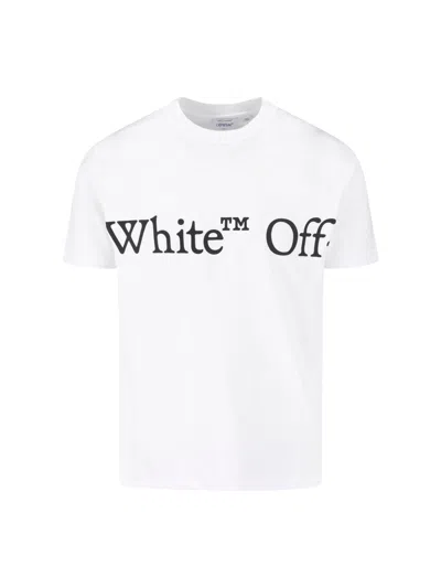 Off-white White Bookish Lettering Cotton T-shirt