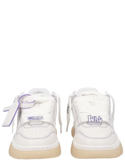 Off-white White Chunky Purple Accents Leather Sneakers
