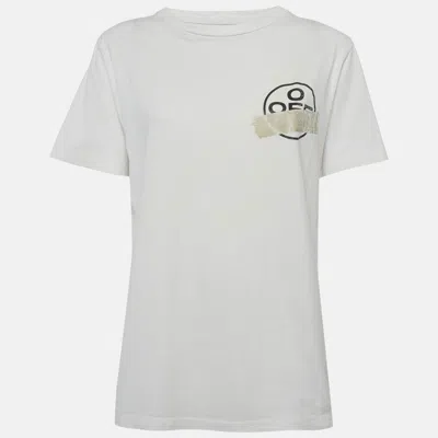 Pre-owned Off-white White Cotton Knit Graphic Crewneck T-shirt S