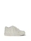 Off-white Monochromatic Leather Sneakers With Textured Sole In White
