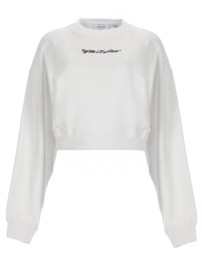 OFF-WHITE WOMEN WHITE LOGO CREW NECK SWEATSHIRT, XS LUXURY SWEATSHIRTS & HOODIES FOR WOMEN DARVEYS