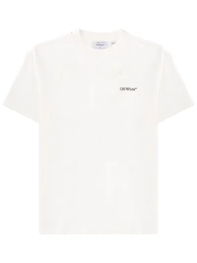Off-white Crew Neck Cotton Floral Back T-shirt In White