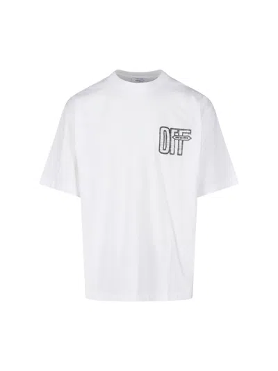 Off-white White Motion Arrow Skate Cotton T-shirt In Multi