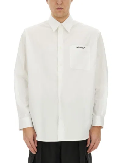 OFF-WHITE MEN WHITE OVERSIZED LOGO SHIRT, L LUXURY SHIRTS FOR MEN DARVEYS