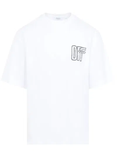 Off-white White Short-sleeve Tee With Distressed Arrow Graphic
