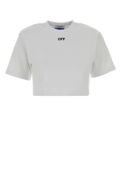 Off-white White Stretch Cotton T-shirt In Gray