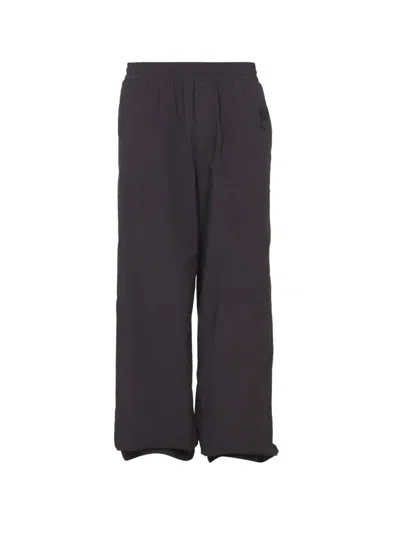 Off-white Wide Leg Trousers With Elastic Waistband In Black