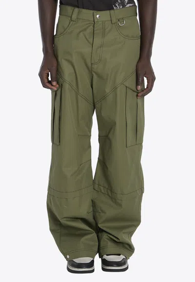 Off-white Wide-leg Cargo Pants In Green