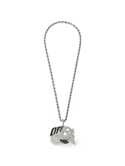 Off-white Wizard Strass-embellished Necklace In Metallic