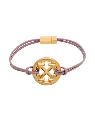 Off-white Woman Bracelet Antique Rose Size - Brass, Leather In Gold