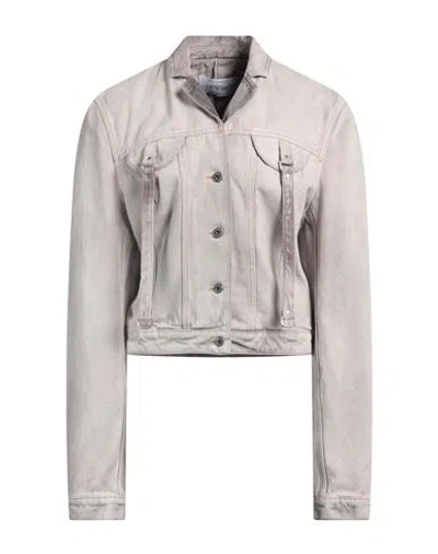 Off-white Woman Denim Outerwear Light Grey Size 10 Cotton In Gray