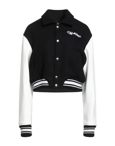 Off-white Woman Jacket Black Size 4 Virgin Wool, Polyamide, Cow Leather In Multi