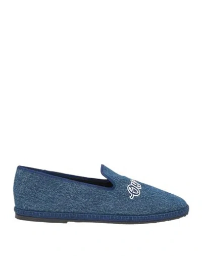 Off-white Woman Loafers Blue Size 8 Textile Fibers In Multi