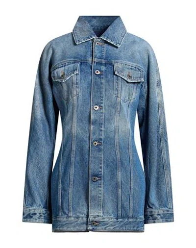 Off-white Woman Mini Dress Blue Size 4 Cotton