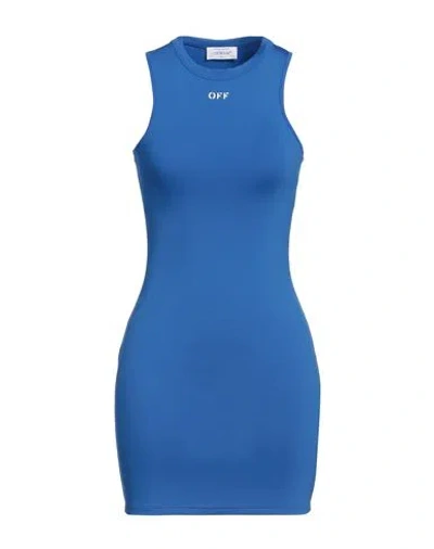 Off-white Woman Mini Dress Bright Blue Size 10 Polyamide, Elastane