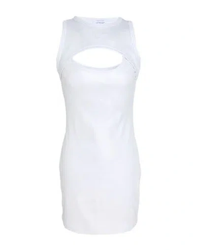 Off-white Woman Mini Dress Silver Size 6 Cotton, Elastane