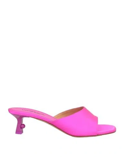 Off-white Woman Sandals Fuchsia Size 8 Textile Fibers In Pink