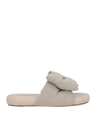 Off-white Woman Sandals Sand Size 6 Textile Fibers In Gray