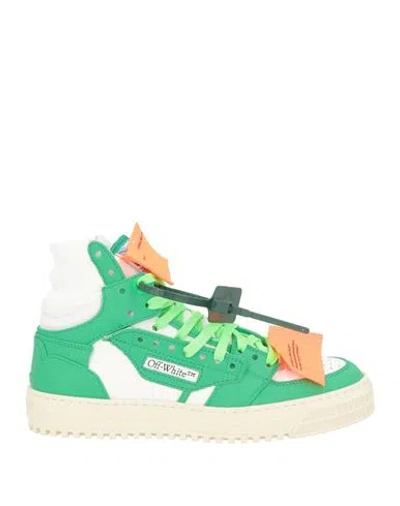Off-white Woman Sneakers Green Size 10 Leather, Textile Fibers