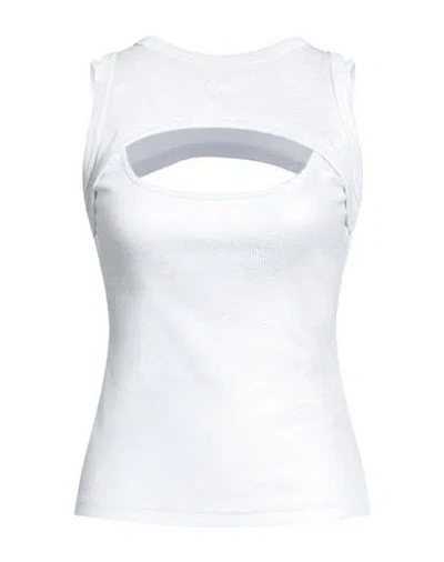 Off-white Woman Tank Top Silver Size 8 Cotton, Elastane
