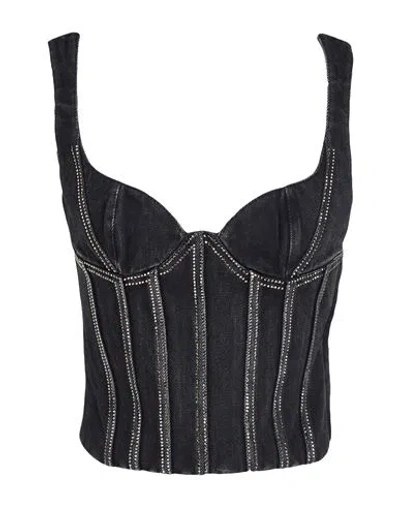 Off-white Woman Top Black Size 10 Cotton In Blue
