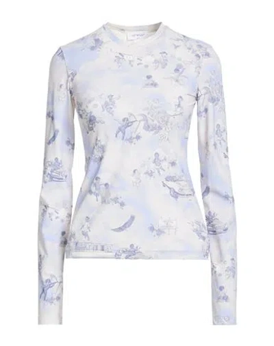 Off-white Woman T-shirt Sky Blue Size 4 Polyamide, Elastane