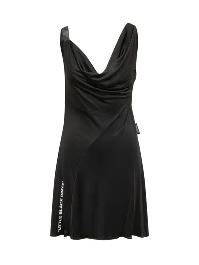 Off-white Black Solid Cowl Neck Midi Dress
