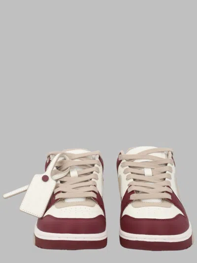 Off-white Bordeaux Low-top Textured Leather Sneakers In White
