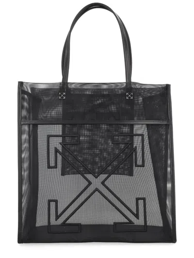 Off-white Women's Mini Tote Handbag - Market Design (39 Cm X 37 Cm X 15 Cm) In Black
