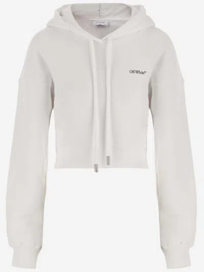 Off-white White Crop Logo Hoodie