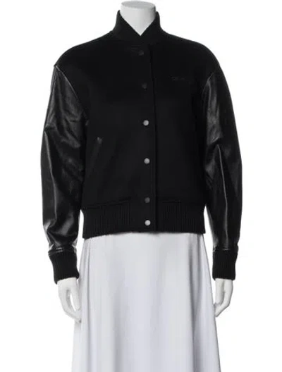 Pre-owned Off-white Wool Bomber Jacket In Black