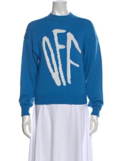 Pre-owned Off-white Wool Graphic Print Sweater In Blue