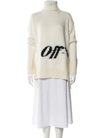 Pre-owned Off-white Wool Graphic Print Sweater In White