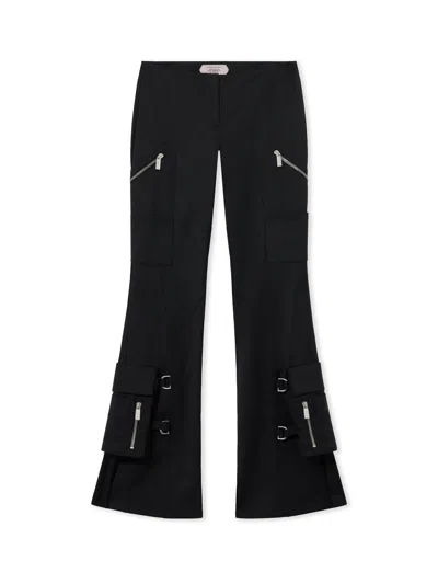 Off-white Wool Pkt Belt Flare Pants In Black