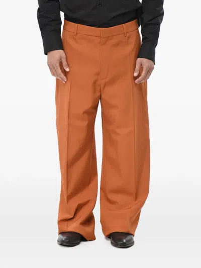 Off-white Wool Trousers In Orange