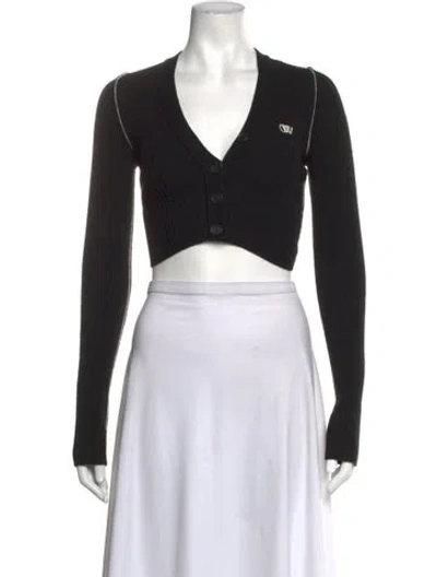 Pre-owned Off-white Wool V-neck Sweater In Black