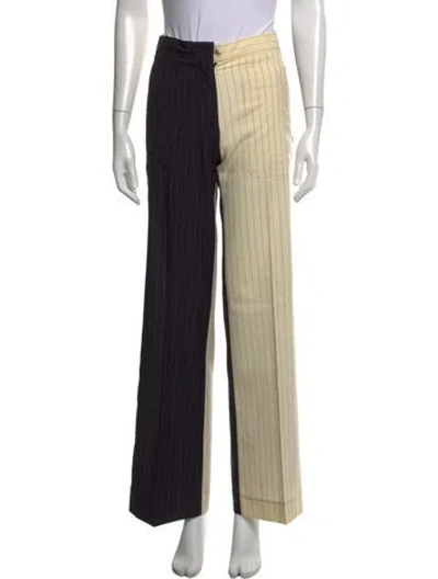 Pre-owned Off-white Wool Wide Leg Pants In Neutrals