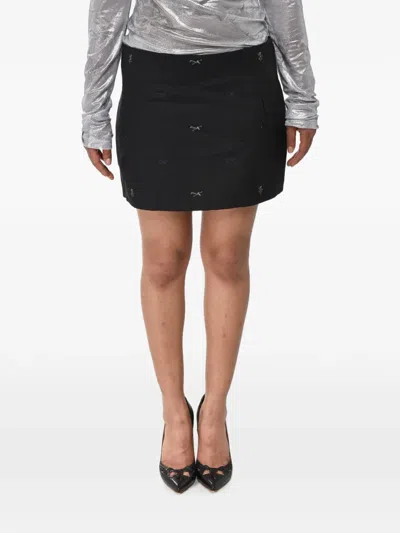 Off-white Wool-blend Jacquard Mini Skirt With Side Zip In Black