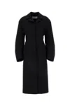 Off-white Wool-blend Tailored Coat In Black