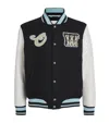 Off-white Logo Flocked Button-up Bomber Jacket In Black