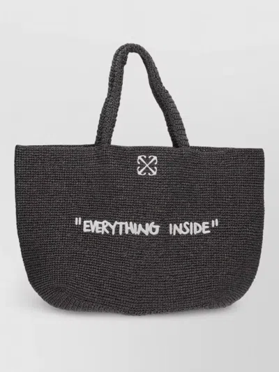 Off-white Woven Texture Tote Bag Top Handles In Brown