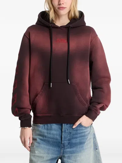 Off-white X Ac Milan Gradient-effect Hoodie In Burgundy