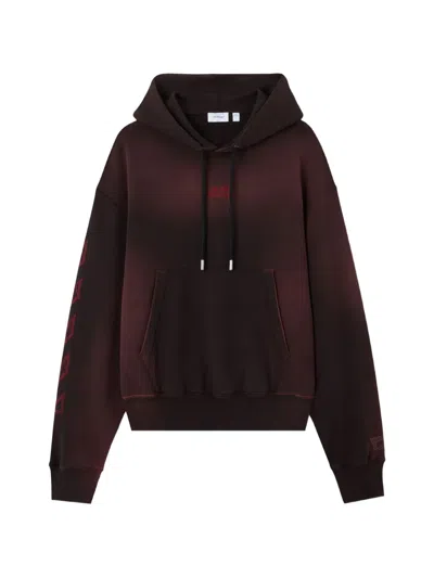 Off-white X Ac Milan Logo-embroidered Hoodie In Brown