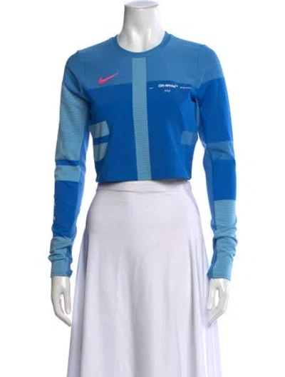 Pre-owned Off-white X Nike 2019 Colorblock Pattern Crop Top In Blue