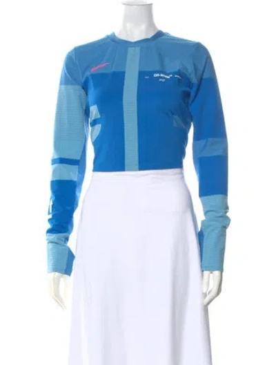 Pre-owned Off-white X Nike 2019 Graphic Print Crop Top In Blue