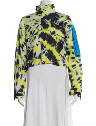 Pre-owned Off-white X Nike 2019 Tie-dye Print Biker Jacket W/ Tags In Yellow