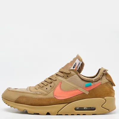 Pre-owned Off-white X Nike Beige Fabric And Suede Air Max 90 Desert Ore Sneakers Size 43