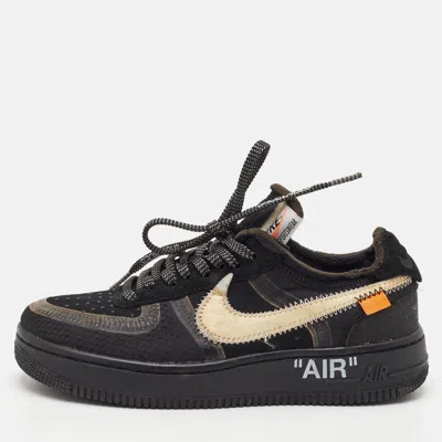 Pre-owned Off-white X Nike Black Air Force 1 Low Size 36.5 Black Mesh And Fabric Lace Up Sneakers
